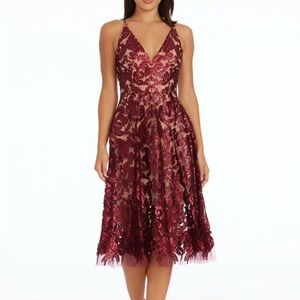 Dress The Population Dress red and beige size large